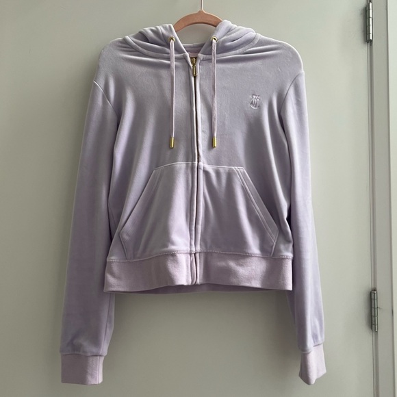 Juicy Couture Classic Velour Zip Hoodie in Lilac - Picture 7 of 8